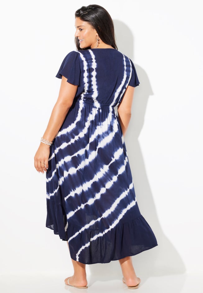 Tie-Dye V-Neck Cover Up Dress image number 1