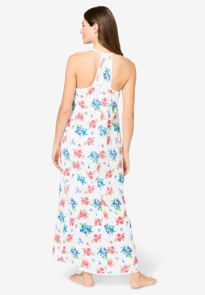 Breezy Eyelet Knit Long Nightgown image number 1