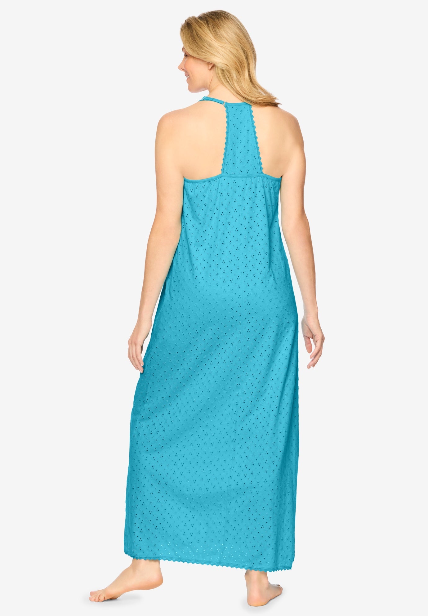 Breezy Eyelet Knit Long Nightgown image number 1