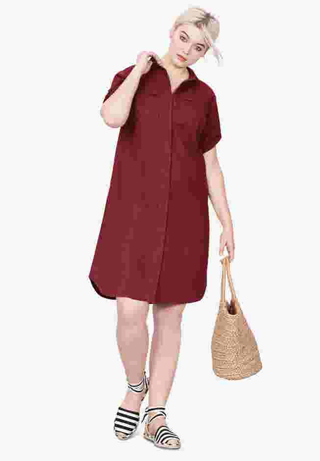 Button Front Linen Shirtdress image number 0