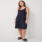 Stretch Jersey Knit A-Line Crossover Back Tank Short Dress image number 1