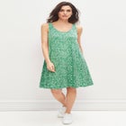 Stretch Jersey Knit A-Line Crossover Back Tank Short Dress image number null