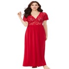 Long Lace Top Stretch Knit Gown image number null