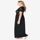 Long Lace Top Stretch Knit Gown image number null