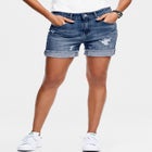 Mid-Rise Stretch Frayed Cuff Hem Shorts image number null
