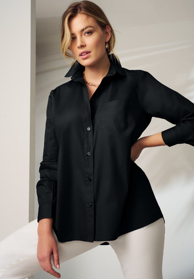 Wrinkle-Free Stretch Cotton Oversized Shirt image number 0