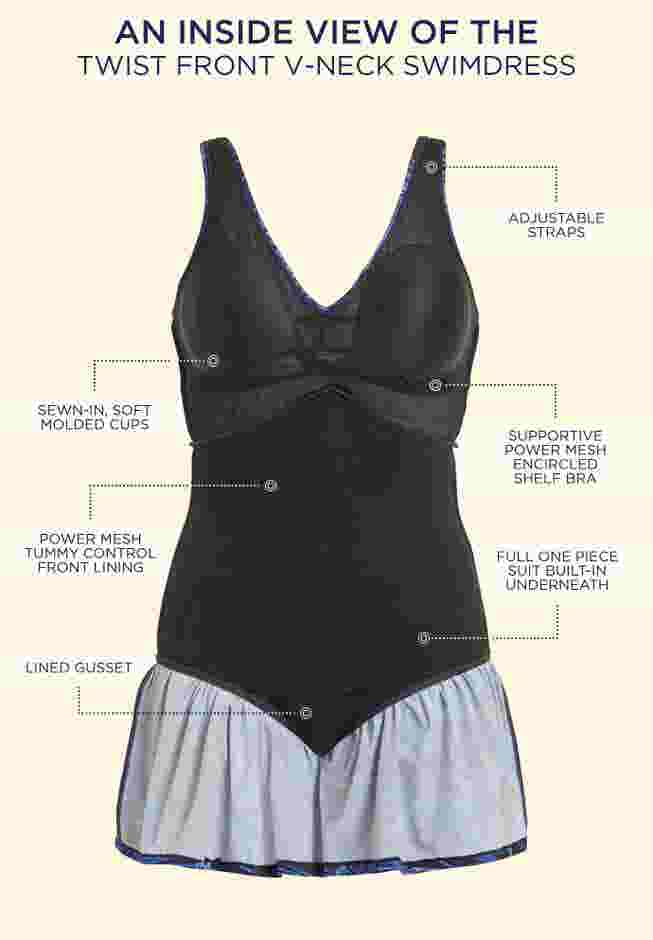 Twist Front V-Neck Swimdress image number 2