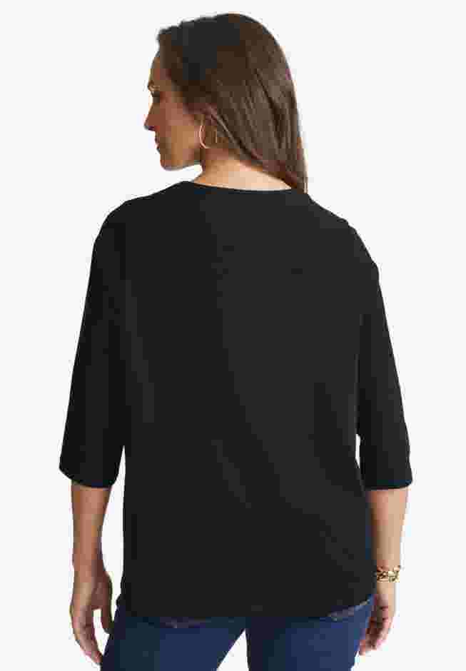 Stretch Cotton Henley Top image number 2