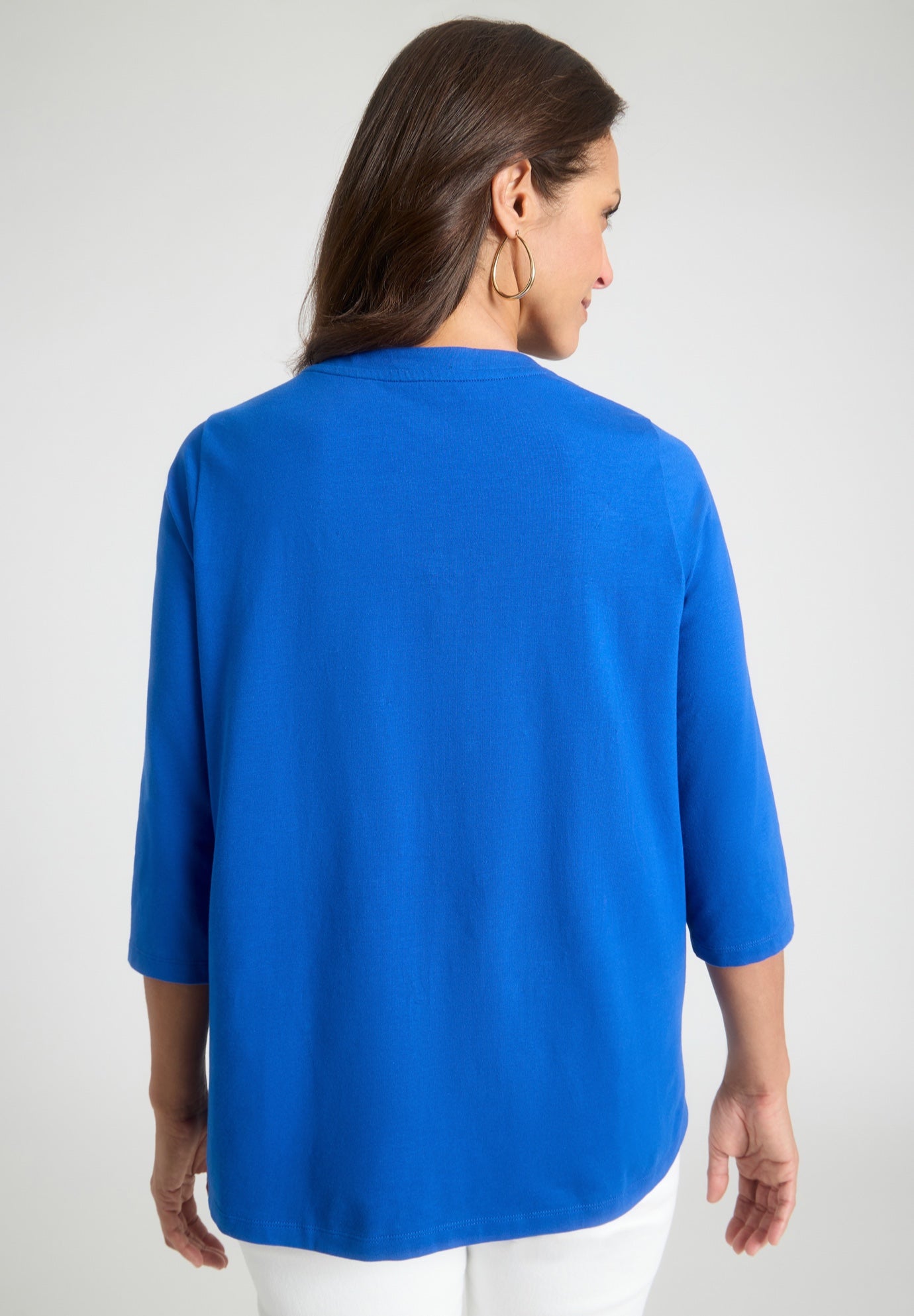 Stretch Cotton Henley Top image number 2