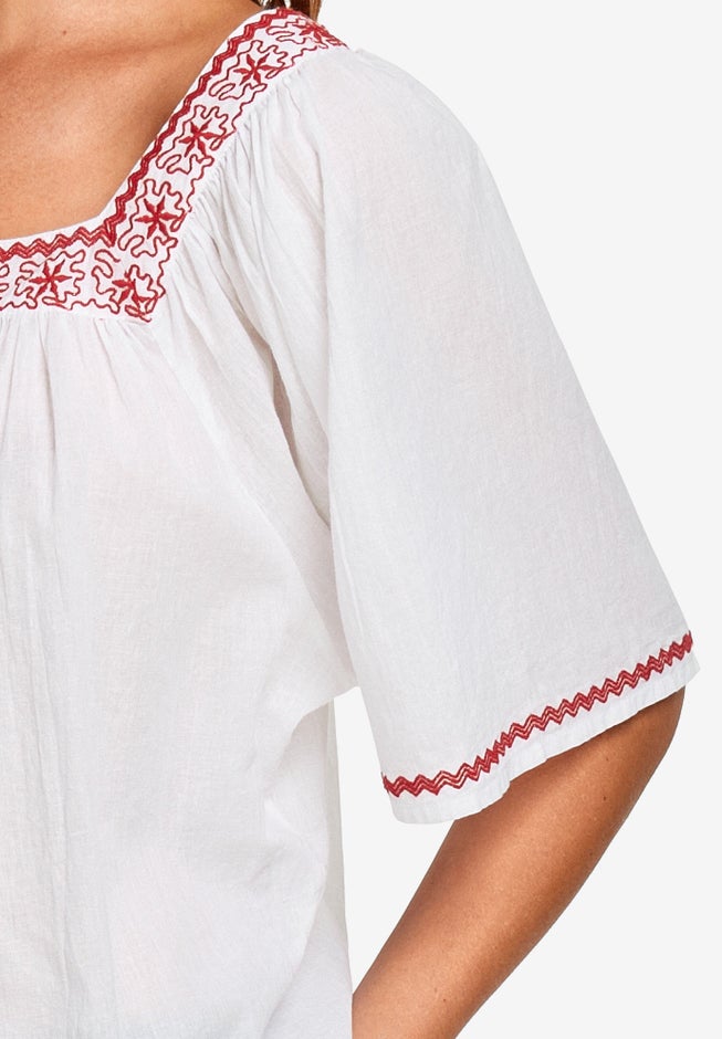 Embroidered Gauze Blouse image number 1