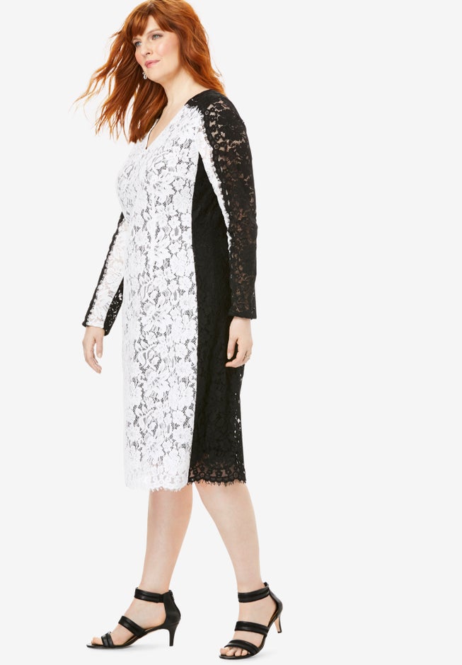 Colorblock Lace Dress image number null
