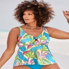 Knot Front V-Neck Underwire Tankini Top image number null