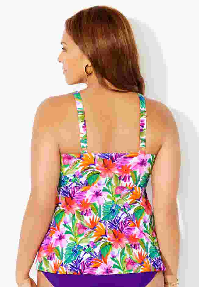 Knot Front V-Neck Underwire Tankini Top image number 1