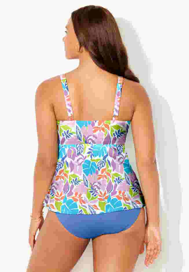 Knot Front V-Neck Underwire Tankini Top image number 1