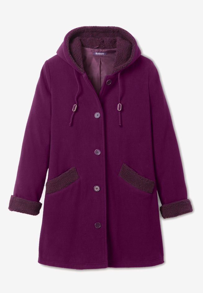 Plus Size Hooded Sherpa Fleece Coat image number 4