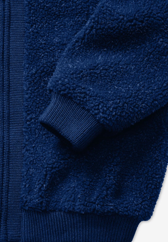 Plus Size High Collar Teddy Fleece Bomber image number 3