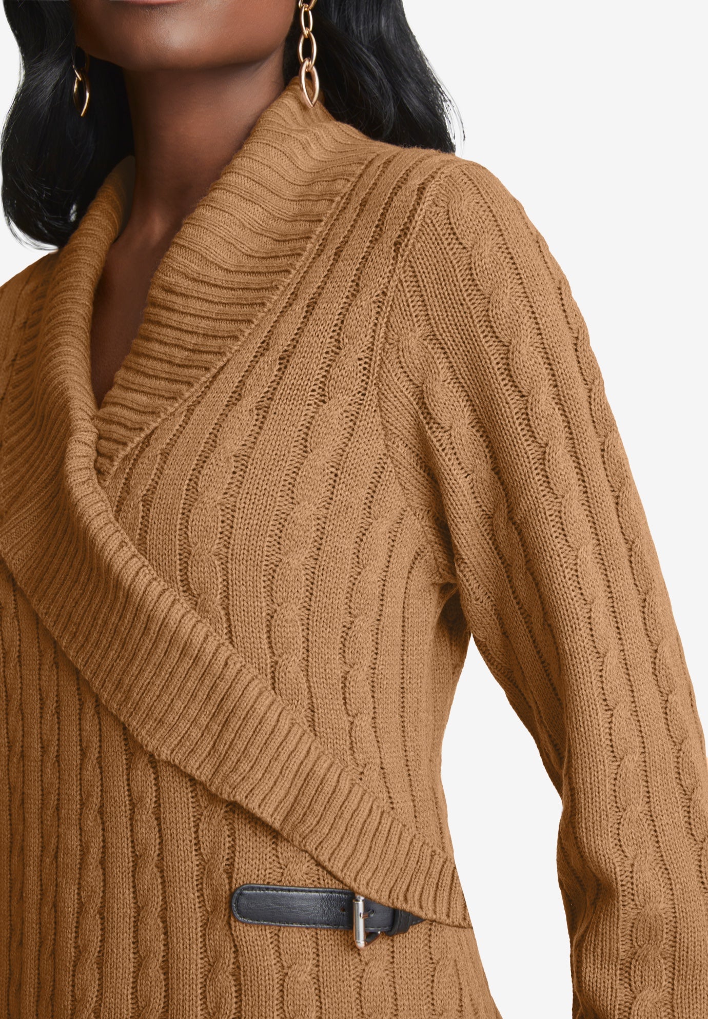 Pullover Faux Wrap Buckle Dress image number 3