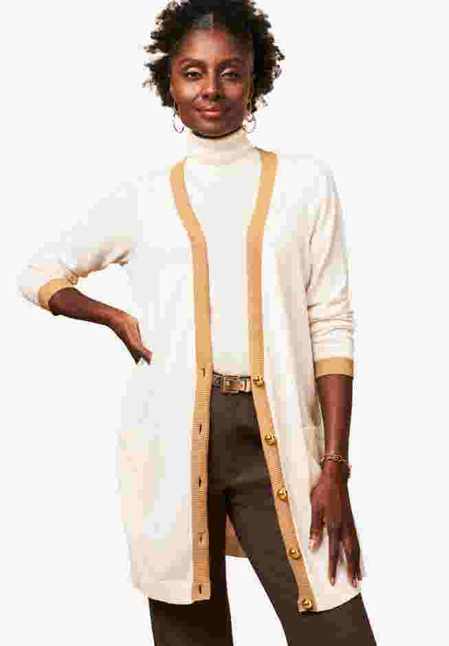 Tipped Button Front Cardigan image number 0
