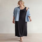 Cotton Spandex Scoop Neck Sleeveless A-Line Maxi Dress image number null