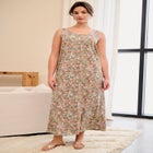 Cotton Spandex Scoop Neck Sleeveless A-Line Maxi Dress image number null