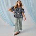 Stretch Knit Cold Shoulder Ruffle Tunic image number 2