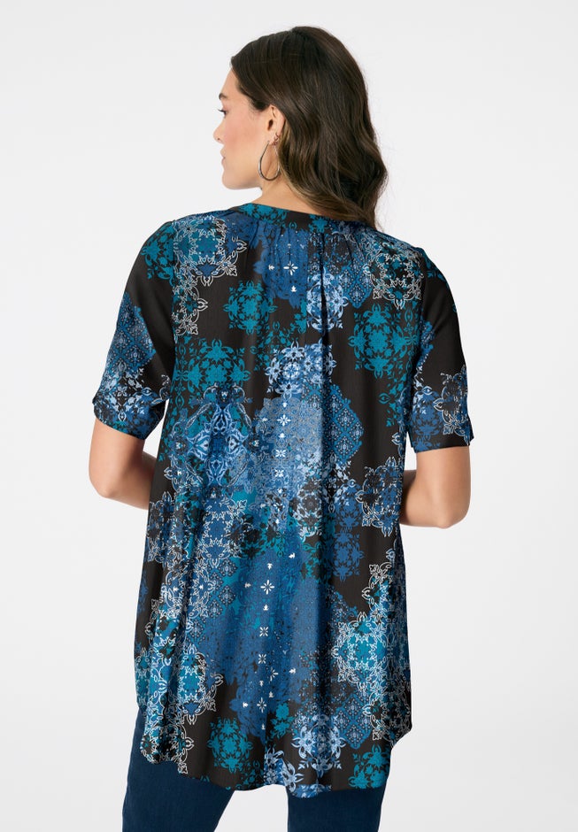 Plus Size Angelina Tunic Top &ndash; Short Sleeve, Flowy Fit, Everyday Comfort image number 1