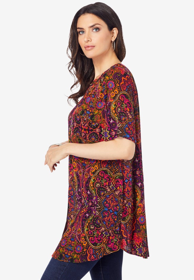 Plus Size Angelina Tunic Top – Short Sleeve, Flowy Fit, Everyday Comfort image number 2