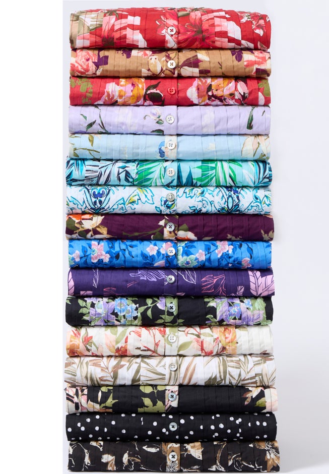 Plus Size Pintuck Tunic Blouse &ndash; Y-Neck & Roll-Tab Sleeves image number 5