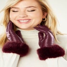 Faux Fur Leather Gloves image number null