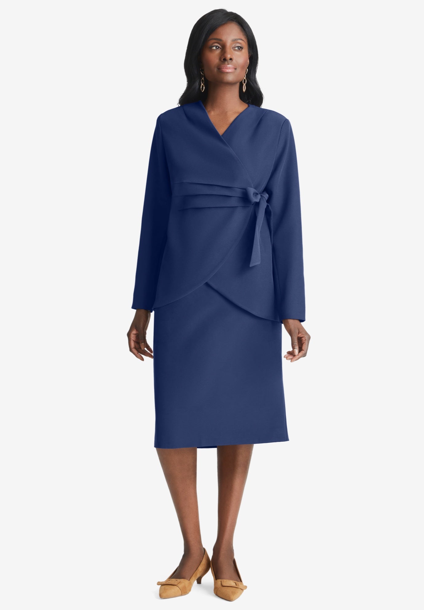 2-Piece Wrap Jacket Skirt Suit image number 0