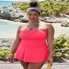 Ruched Skirted Bandeau Swimdress image number 12