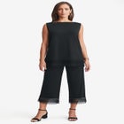 2-Piece Stretch Knit Lace Trim Crop Set image number null