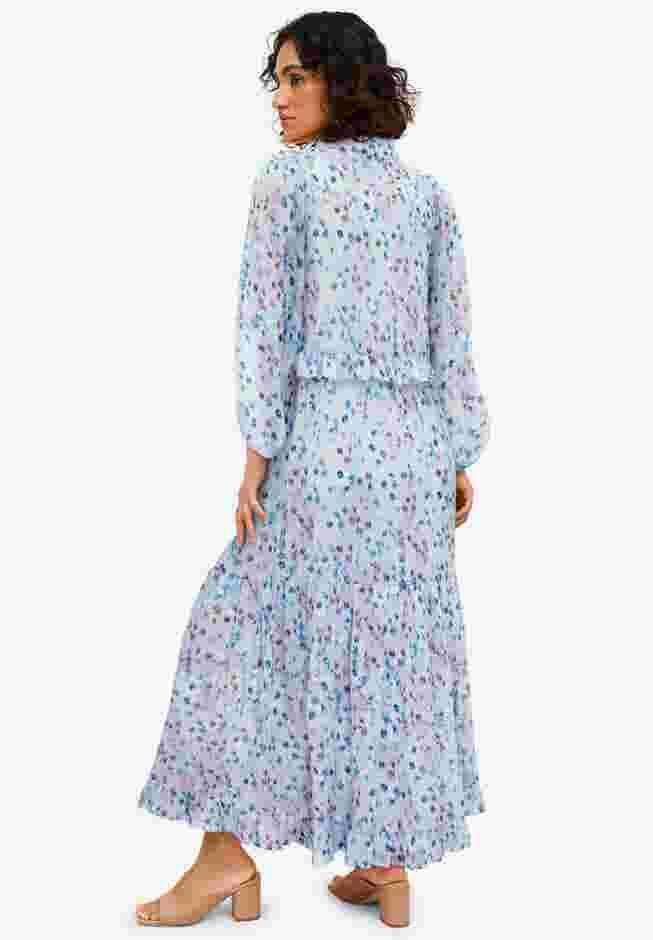 Sheer Maxi Dress With Ruffled Trim image number 1