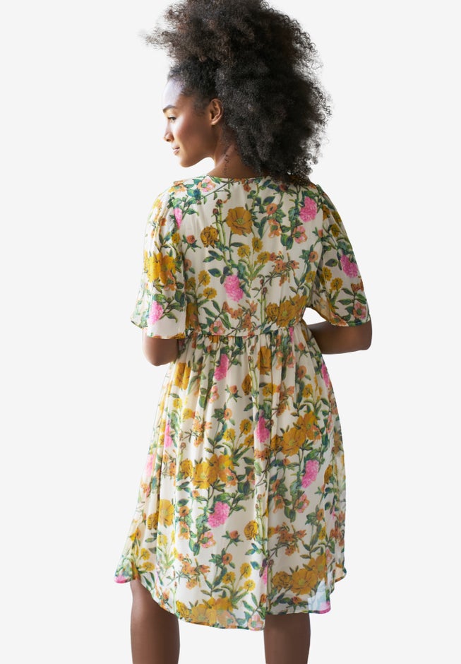 Ruffled V-Neck Empire Dress image number 1