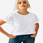 Eyelet Cap Sleeve Tee image number null