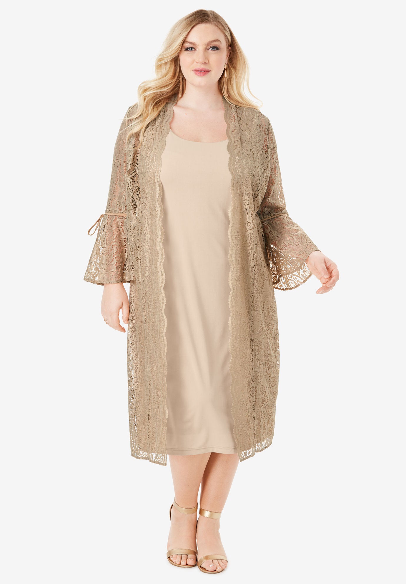 Lace Duster Jacket Dress Set image number 0