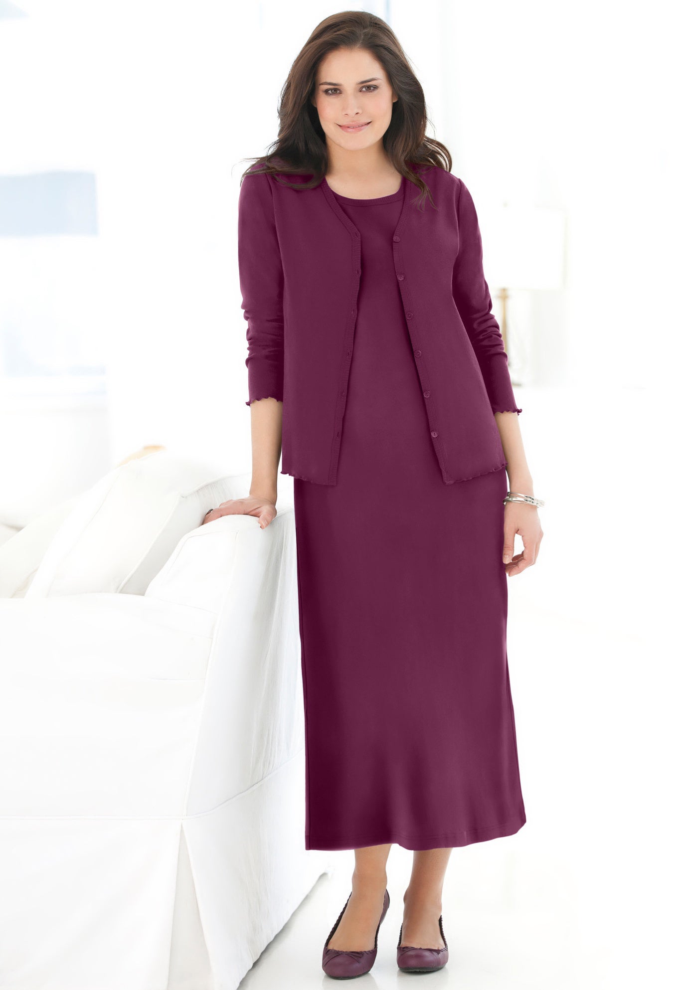 Lettuce Trim Knit Jacket Dress image number 5