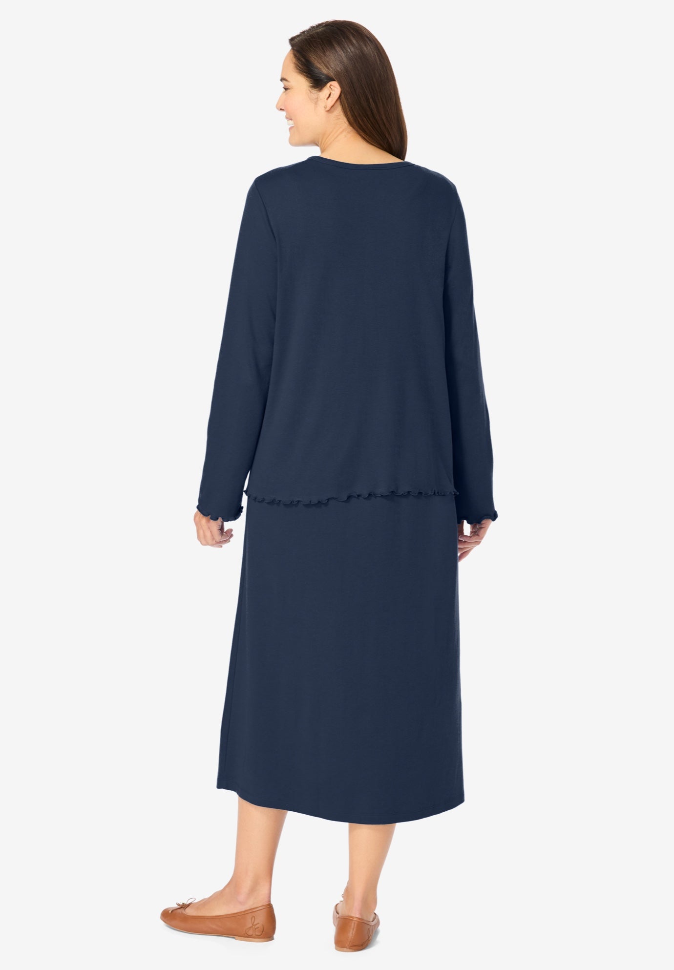 Lettuce Trim Knit Jacket Dress image number 1