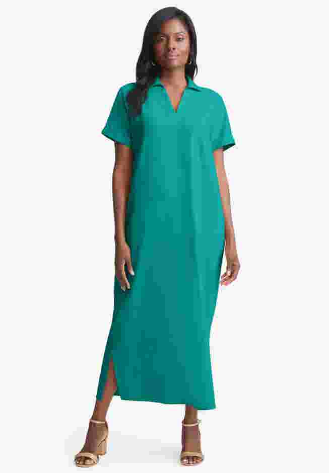 Linen Short Sleeve Maxi Dress image number 0