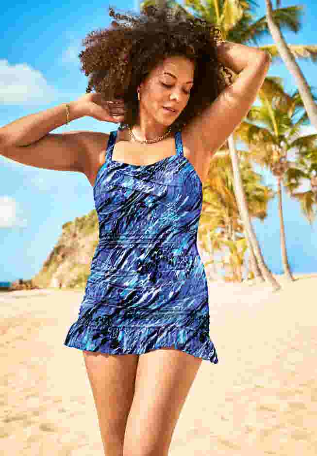 Ruffled Bandeau Swim Dress image number 0