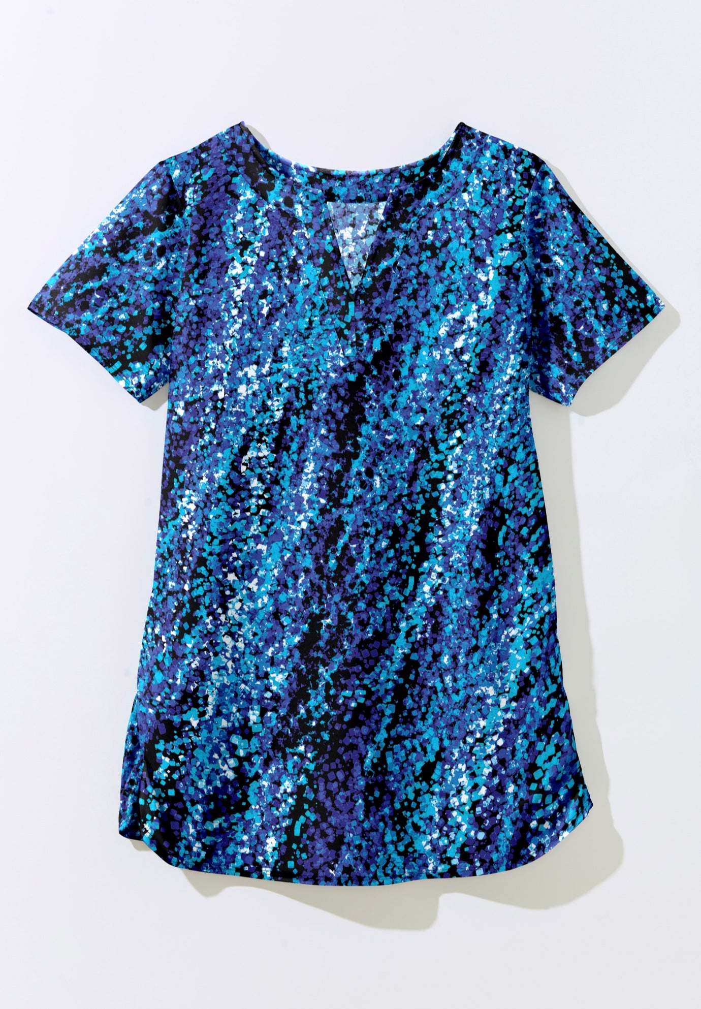 Split-Neck Short Sleeve Swim Tee with Built-In Bra image number 3