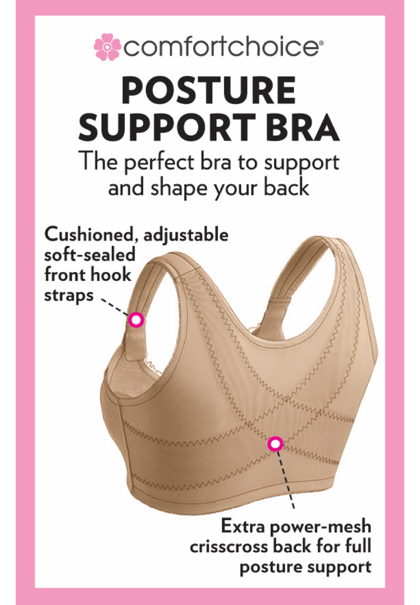 Front Close Wireless Posture Bra image number 6