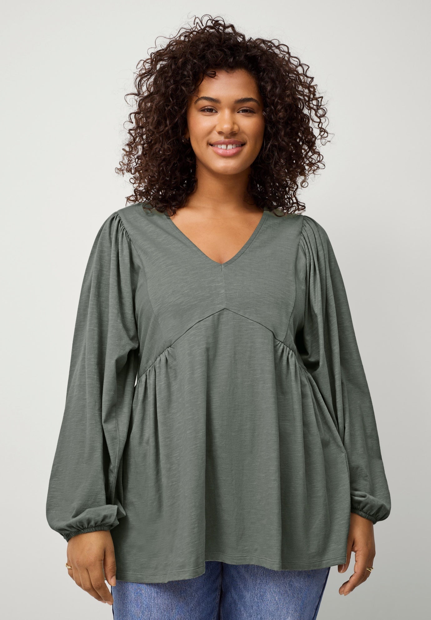 V-Neck Tunic with Diagonal Empire Seam image number 0