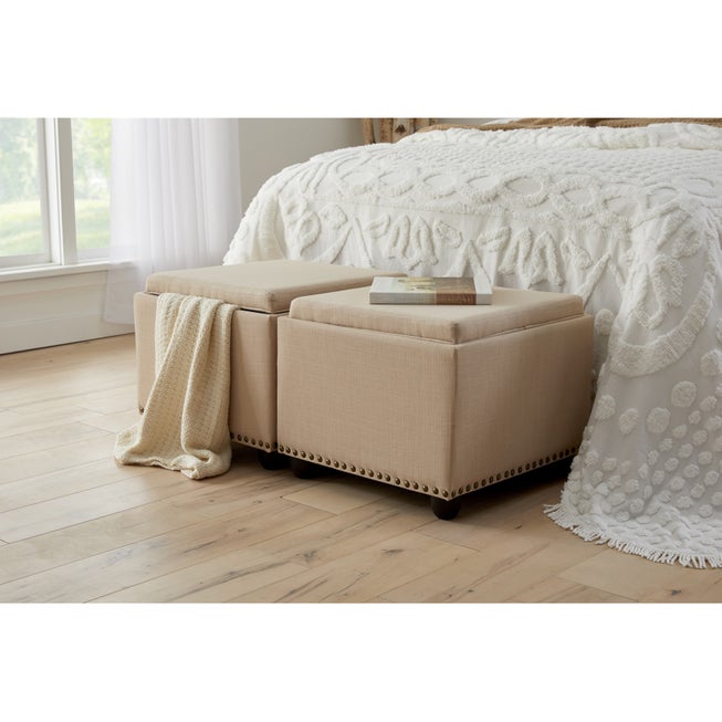 400 lbs. Weight Capacity 22" Square Studded Ottoman image number 0