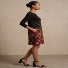 Stretch Knit Three-Quarter Sleeve T-shirt Dress image number null