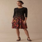 Stretch Knit Three-Quarter Sleeve T-shirt Dress image number null