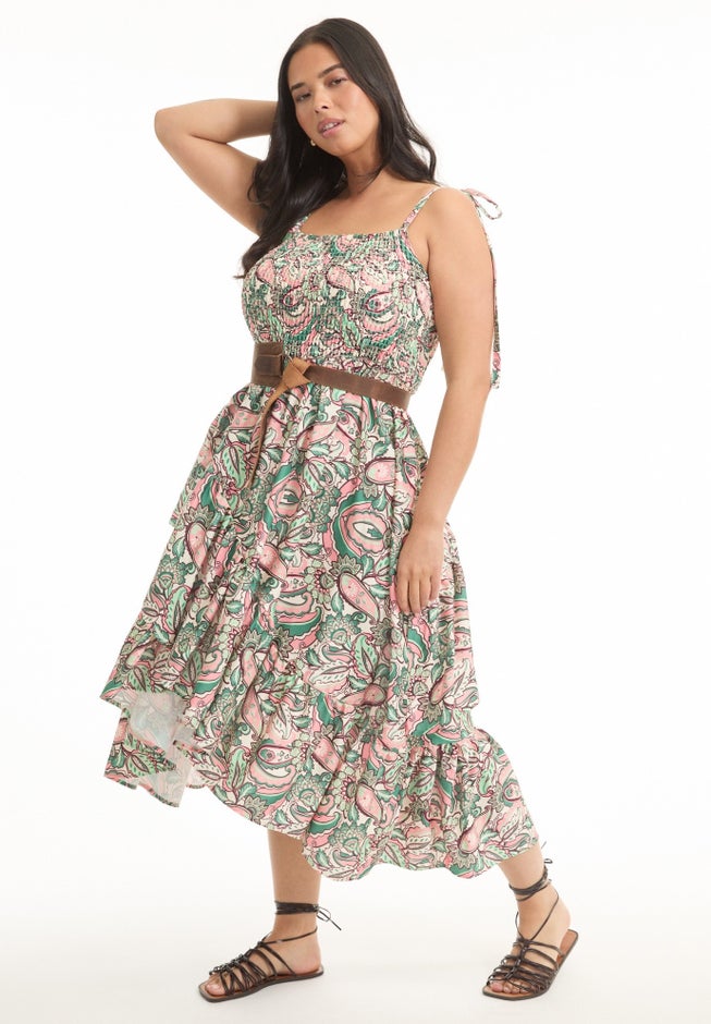 Tiered Ruffled Midi Dress image number null