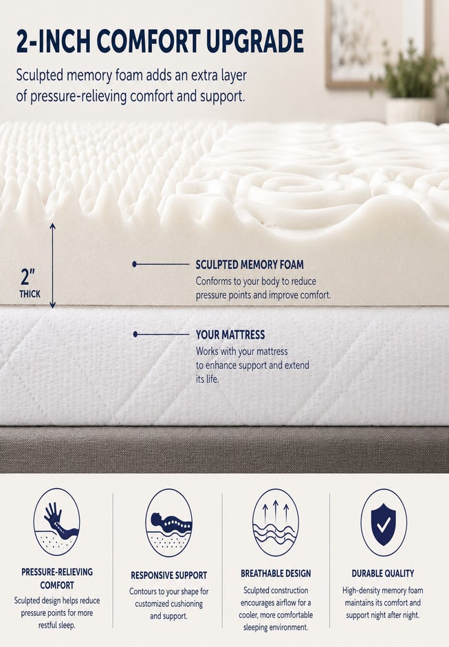 2 Inch 7-Zone Memory Foam Mattress Topper image number 2