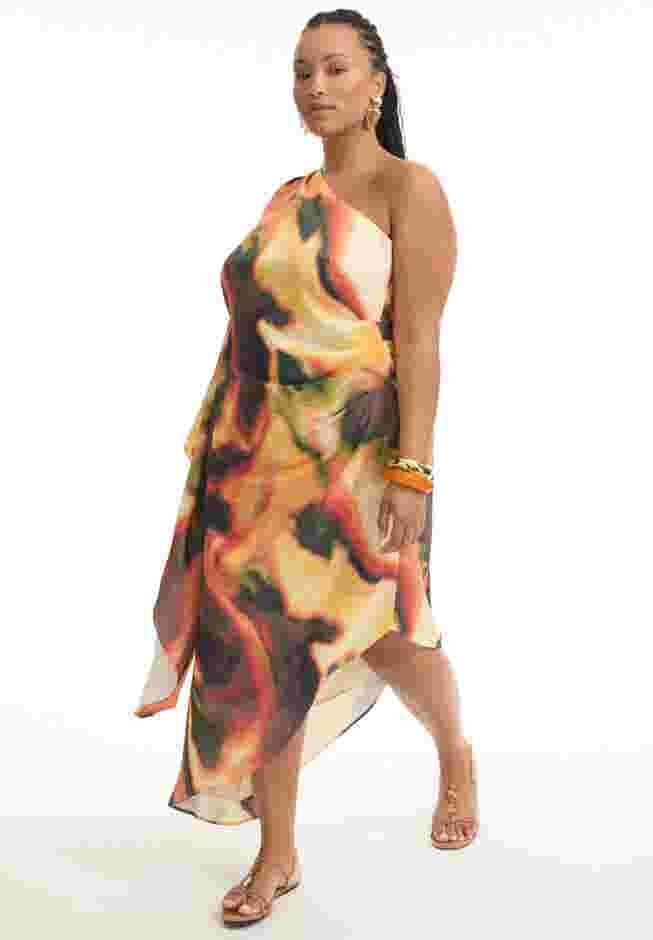 Asymmetrical One-Sleeve Cape Dress image number 2