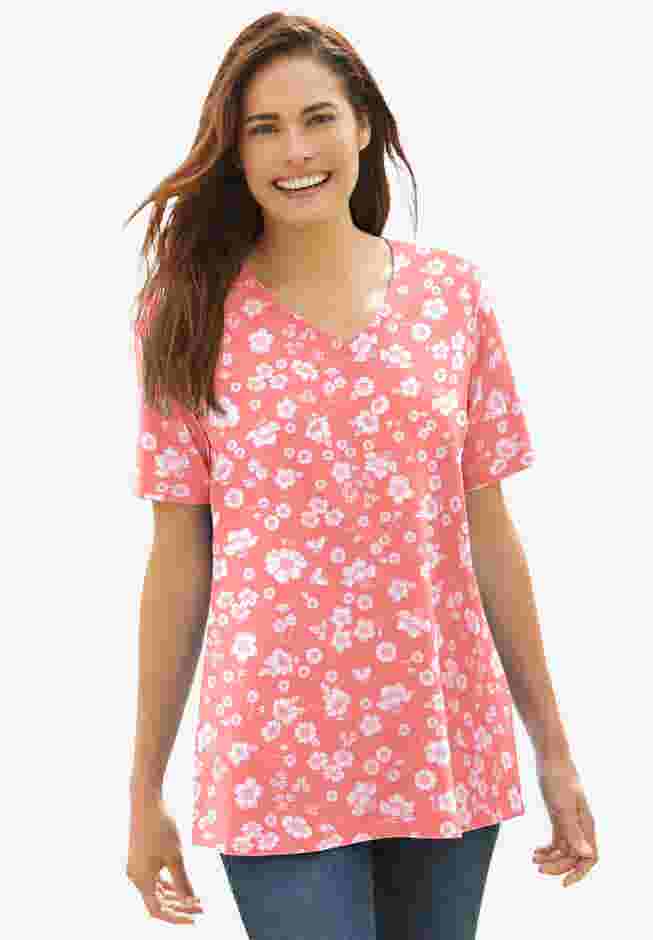Perfect Printed Short-Sleeve V-Neck Tee image number 8